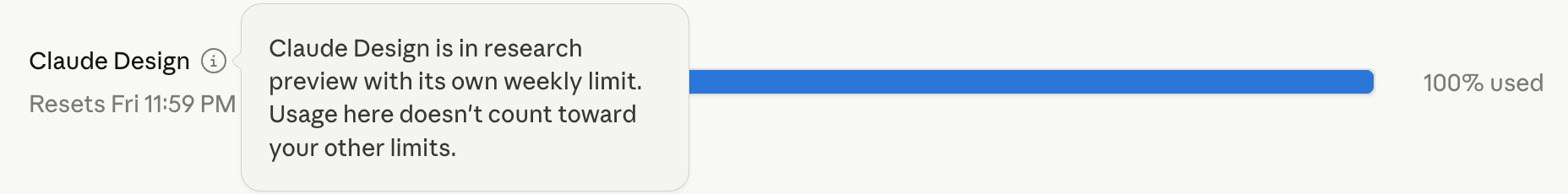 Claude 用量页面中的 Claude Design 独立周额度